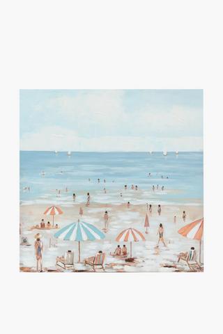 Hand Painted Beach Setting Canvas, 80x80cm
