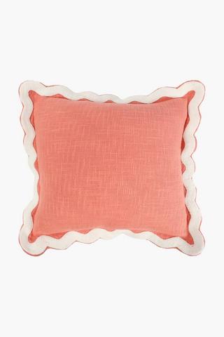 Embroidered Scallop Edge Scatter Cushion, 50x50cm
