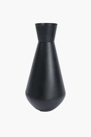 Metal Flute Ribbed Vase, 11x53cm
