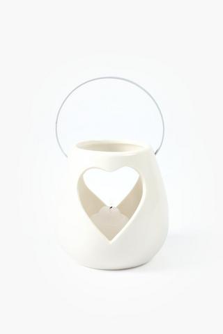 Ceramic Heart Lantern, 6x10.5cm