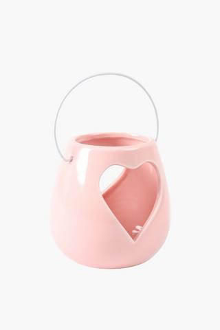 Ceramic Heart Lantern, 6x10.5cm