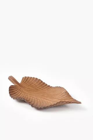 Wooden Leaf Decor Plate, 35cm