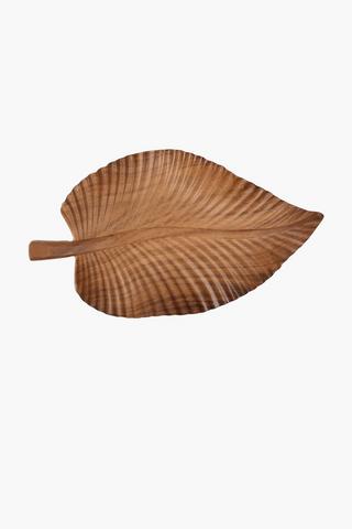 Wooden Leaf Decor Plate, 35cm