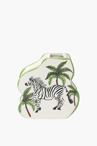 Ceramic Zebra Vase, 15x15cm