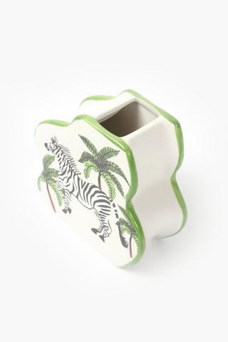 Ceramic Zebra Vase, 15x15cm