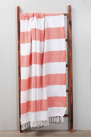 Cotton Stripe Fringed Throw, 125x150cm