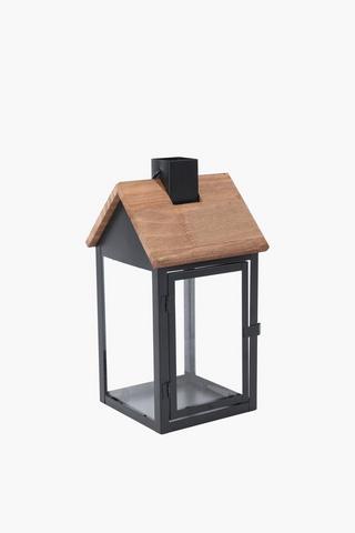 Metal And Wood House Lantern, 16x31cm