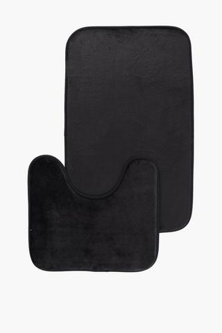 2 Piece Plain Memory Foam Bath Mat Set