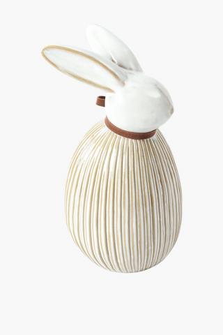 Glazed Ribbed Bunny Statue, 22cm