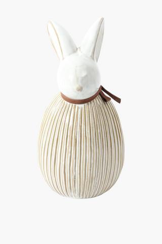 Glazed Ribbed Bunny Statue, 22cm
