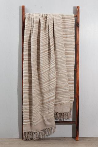 Cotton Textured Stripe Throw, 140x180cm
