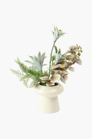 Orchid Arragement In Ceramic Pot, 12x44cm