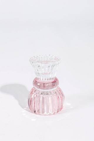 Ribbed Glass Tealight Holder, 8cm