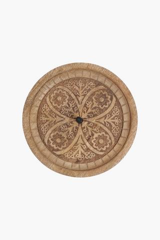 Engraved Wooden Candle Plate, 15cm