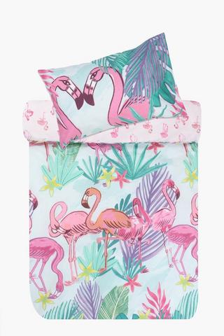 Polycotton Flamingo Jungle Reversible Comforter Set