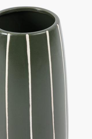 Stripe Olive Ceramic Vase, 30cm