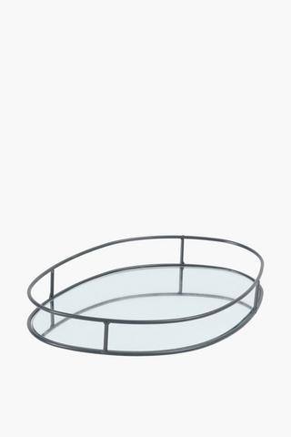 Gunmetal Mirror Decor Tray, 26cm
