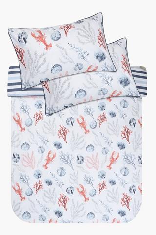 Polycotton Hazyview Coastal Reversible Duvet Cover Set