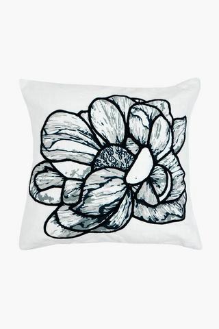 Embroidered Line Floral Scatter Cover Only, 50x50cm