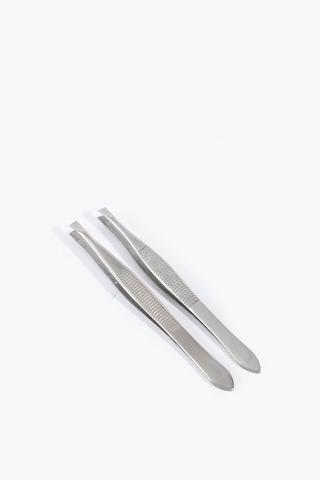 2 Piece Stainless Steel Tweezer Tool Set