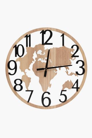 Cut Out World Map Clock, 60cm