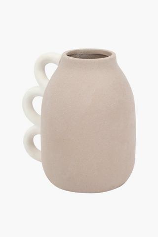 3 Handle Belly Vase, 15x17cm