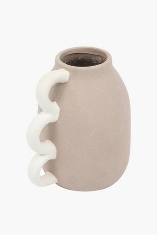3 Handle Belly Vase, 15x17cm
