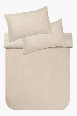 Premium Cotton Waffle Leaves Duvet Cover Set