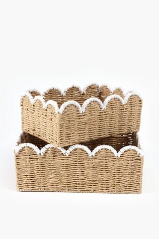 Paper Weave Scalloped Basket Medium, 23x32cm