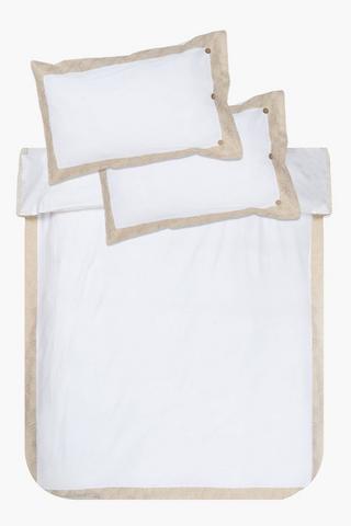 Premium Cotton Button Border Duvet Cover Set