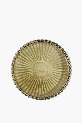 Ribbed Glass Candle Plate, 9.5cm