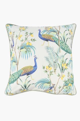 Extra Premium Printed Peacock Feather Filled Scatter Cushion, 60x60cm