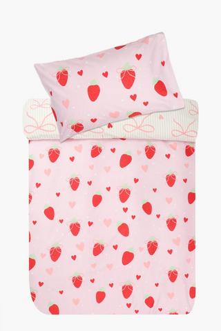 Soft Touch Asanda Strawberry Heart Reversible Duvet Cover Set