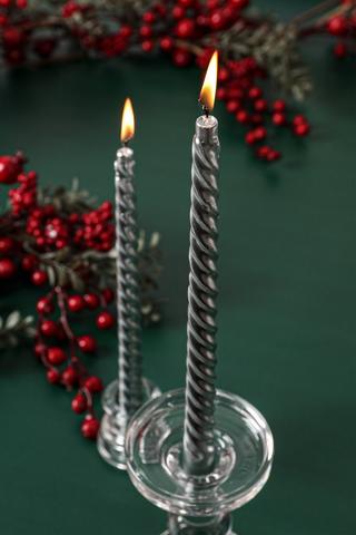 2 Pack Twist Dinner Candles, 25cm