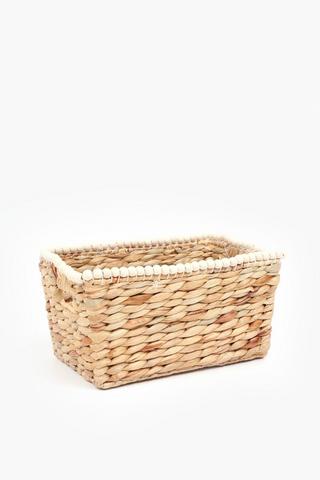 Hyacinth Utility Basket With Beadwork, Small