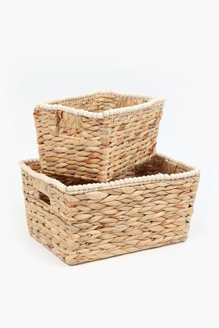 Hyacinth Utility Basket With Beadwork, Small