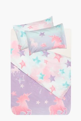 Soft Touch Kaya Glow Unicorn Reversible Duvet Cover Set