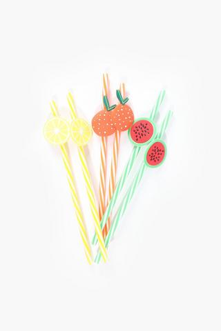 6 Piece Fruit Emoji Straws