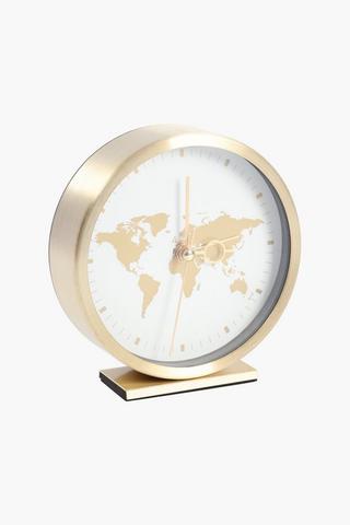 World Map Table Top Clock, 12x11cm