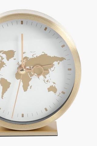 World Map Table Top Clock, 12x11cm
