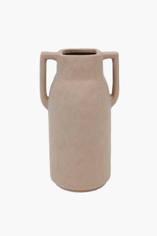 Square Ceramic Vase With Handles, 10x22cm