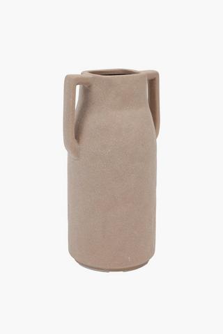 Square Ceramic Vase With Handles, 10x22cm