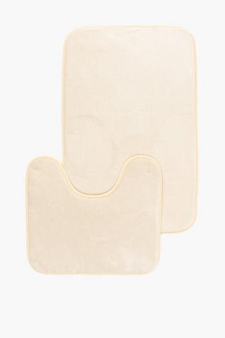 2 Piece Plain Memory Foam Bath Mat Set