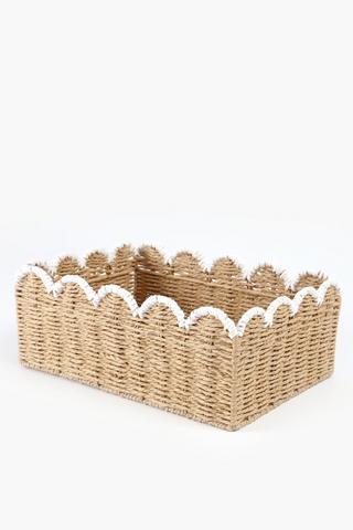 Paper Weave Scalloped Basket Large, 25x35cm