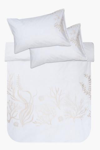 144 Thread Count Premium Cotton Embroidered Coast Duvet Cover Set