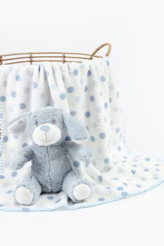 Softy Toy With Blanket Blue Dog