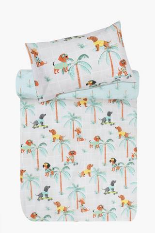 Polycotton 132 Thread Count Cornwell Dogs Reversible Duvet Cover Set