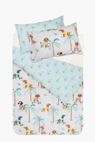 Polycotton 132 Thread Count Cornwell Dogs Reversible Duvet Cover Set