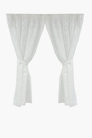 2 Pack Taped Cafe Embroidered Poppy Textured Sheer Curtain, 110x120cm