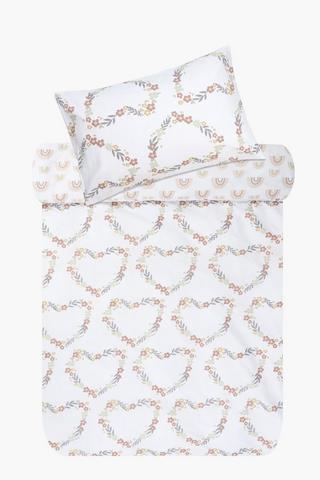 Polycotton 132 Thread Count Amina Hearts Reversible Duvet Cover Set